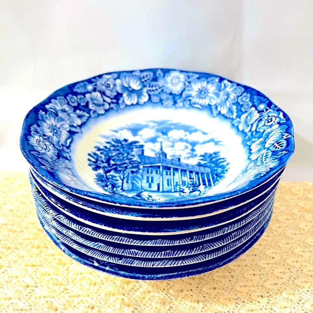 Set of 3 Vintage Liberty Blue bowls (4pieces)